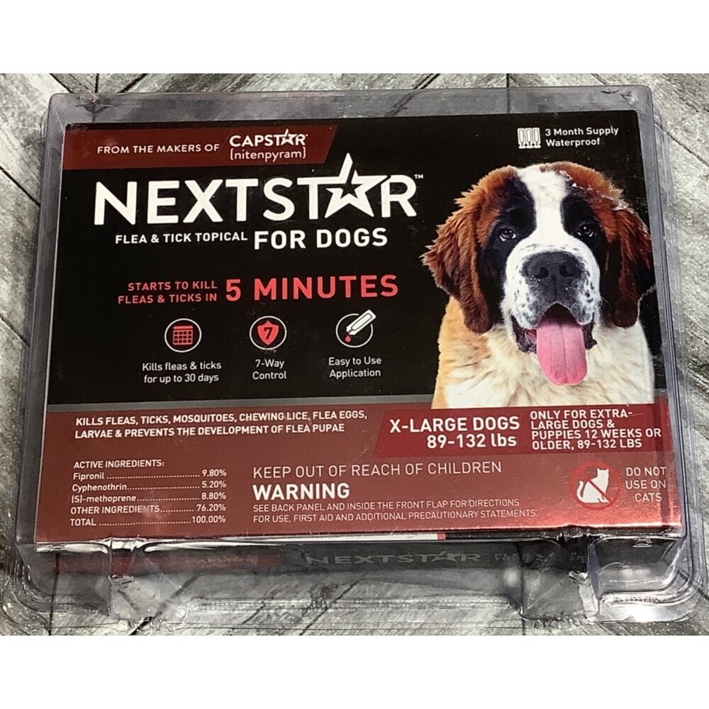 NextStar Flea & Tick Topical For X-Large Dogs 89-132 Lbs 3-Month Supply